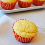 cornbread muffin on a napkin