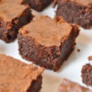 French brownies on a white platter