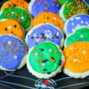 Halloween Sugar Cookies on a black spider platter