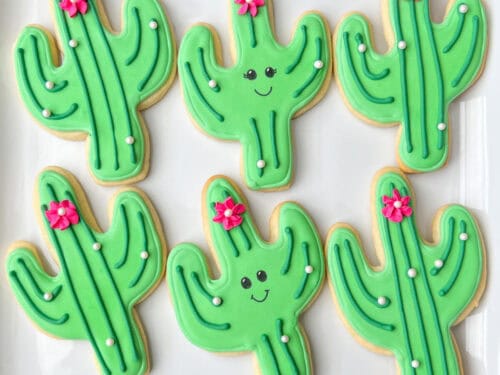 Cute Cacti Cookies with Royal Icing