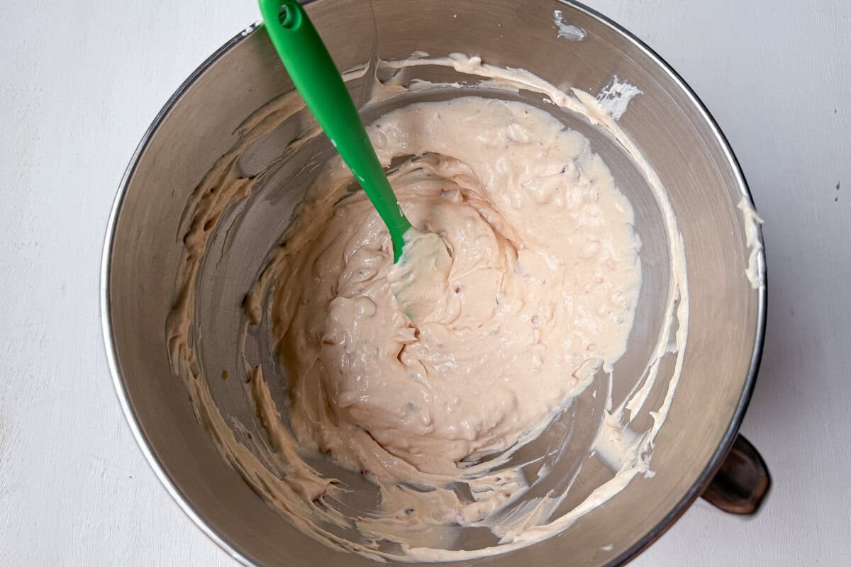 Harry & David dip mixed in the bowl of an electric mixer