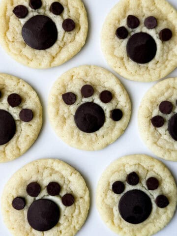 Polar Bear Paw Cookies on a white plate