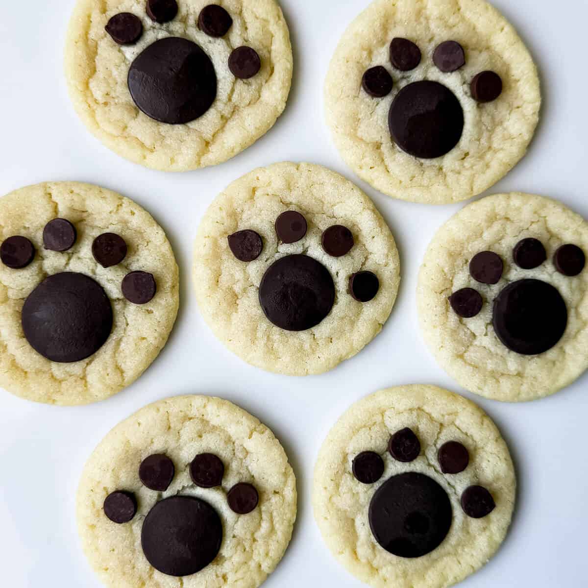 Polar Bear Paw Cookies on a white plate