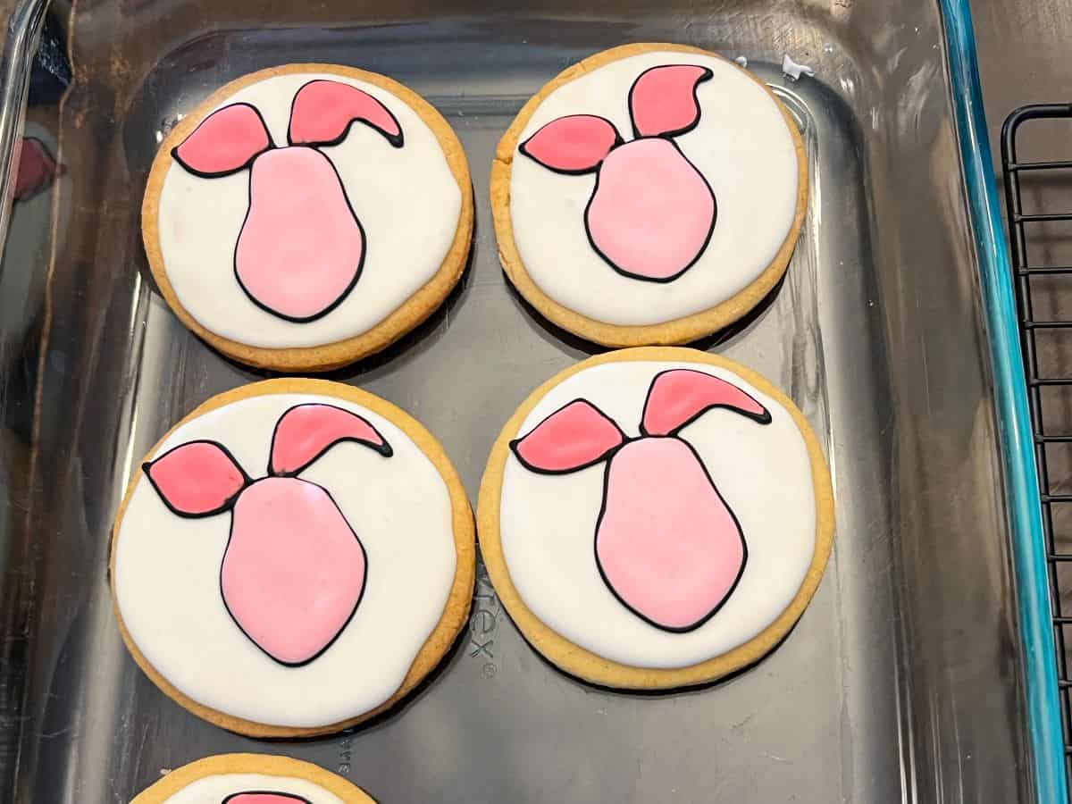 4 piglet cookies without the faces added
