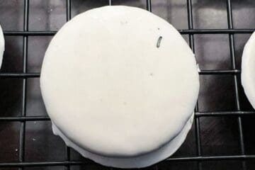 a white fudge covered Oreo with an antenna drawn on with a black edible marker