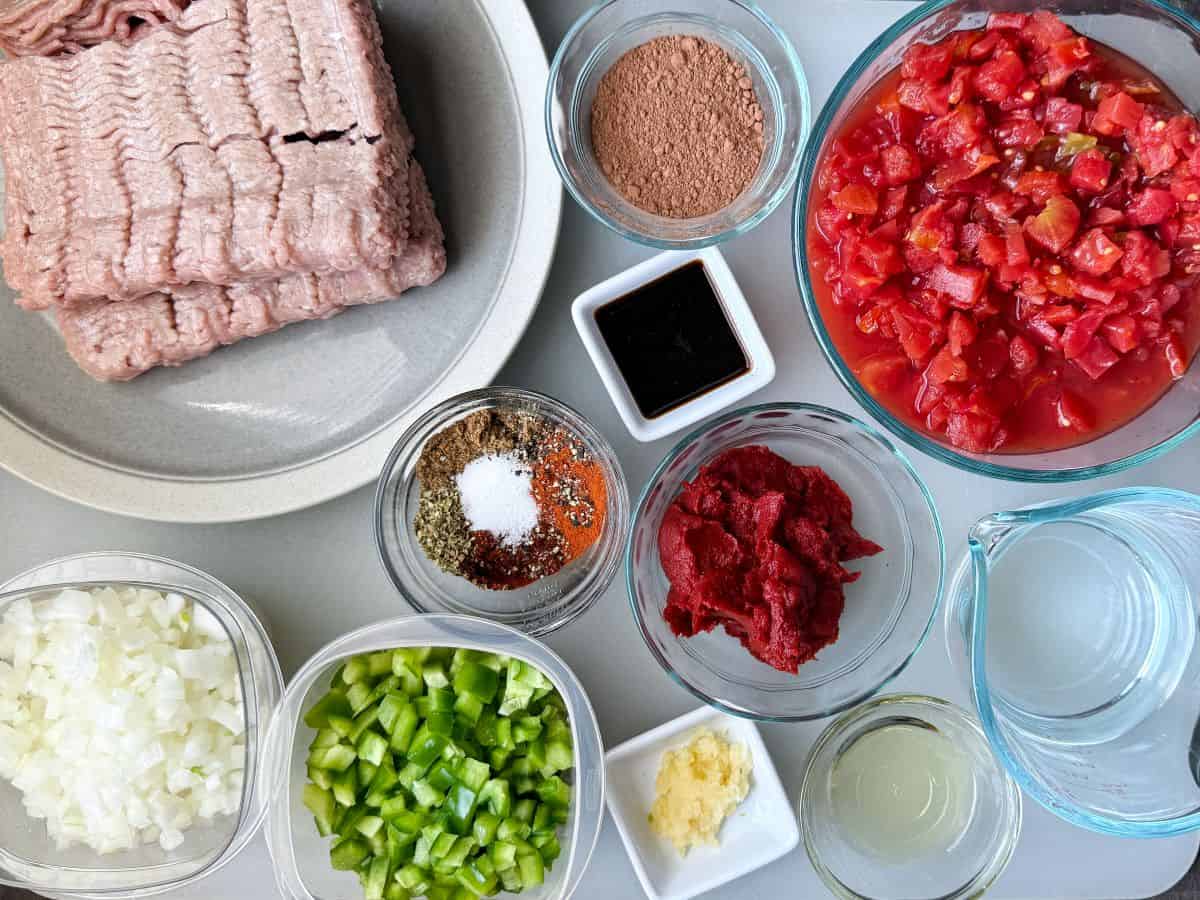 ingredients for low carb turkey chili