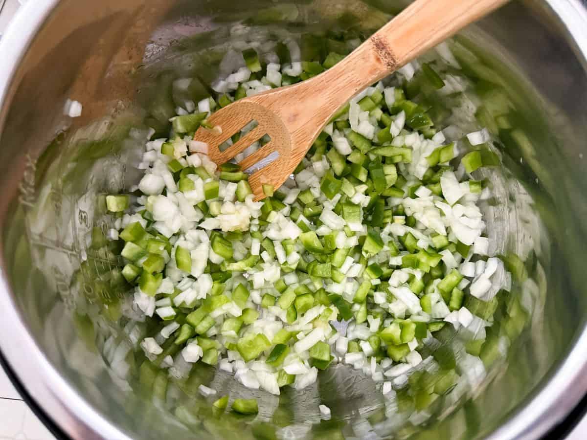 vegetables sauteeing in an instant pot