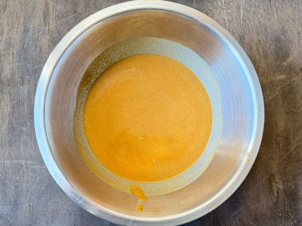 strained pumpkin pie filling in a bowl