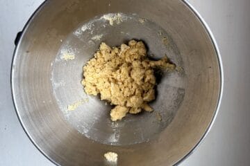 cake pop mixture in a mixing bowl