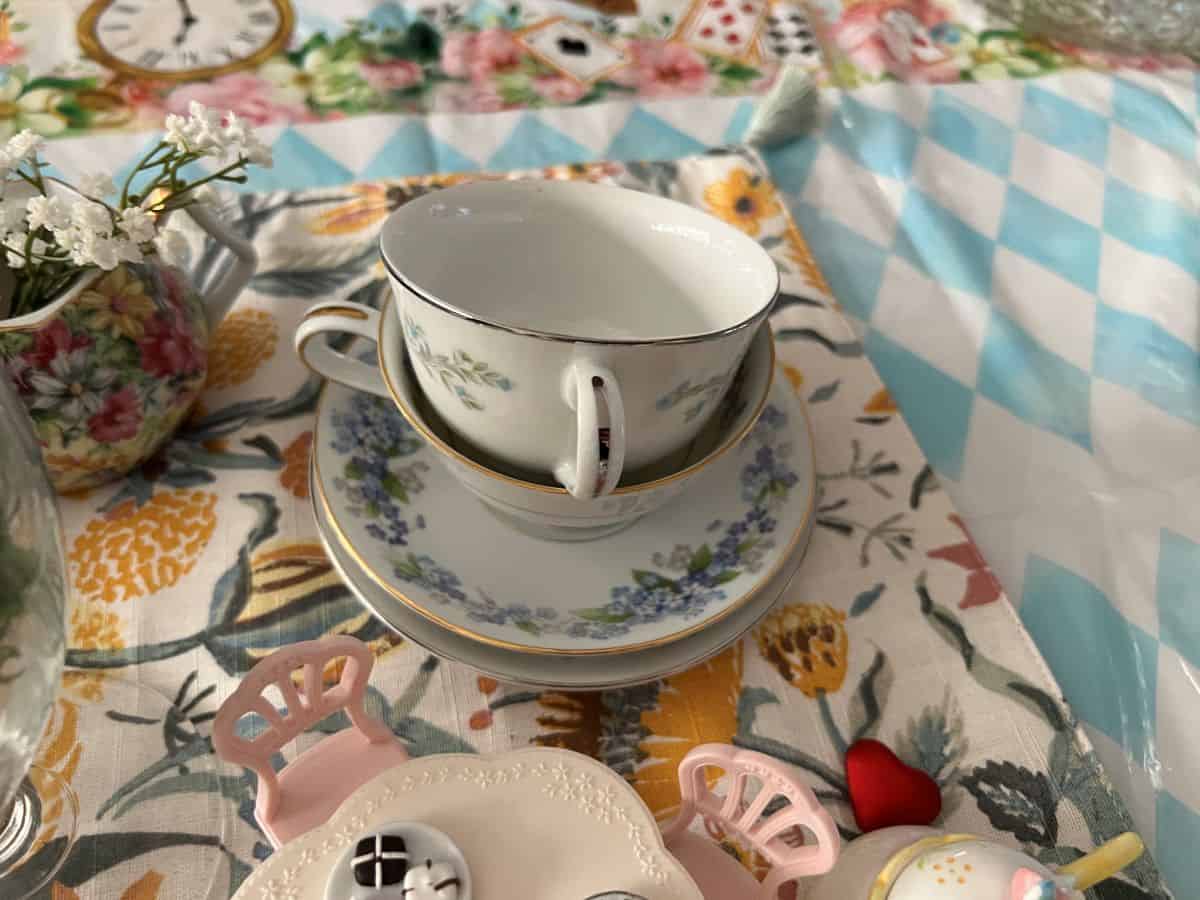 teacups stacked up on a table