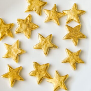 Gold Painted Cookies on a white plate