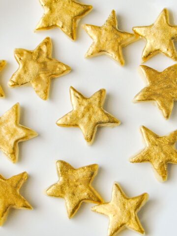 Gold Painted Cookies on a white plate