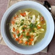quick and easy chicken noodle soup in a bowl