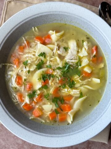 quick and easy chicken noodle soup in a bowl