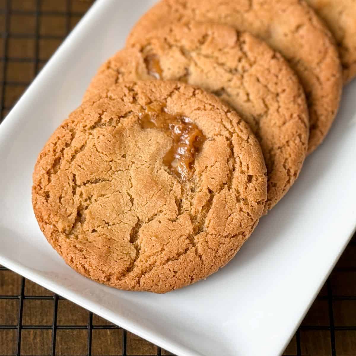 Caramel Browned Butter Cookies on a white plate