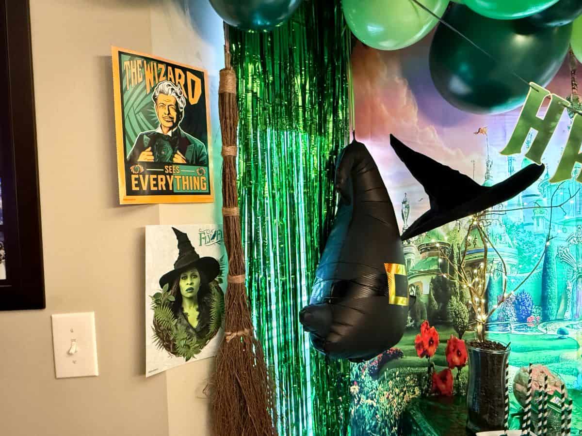 WICKED movie posters next to a WICKED Dessert table