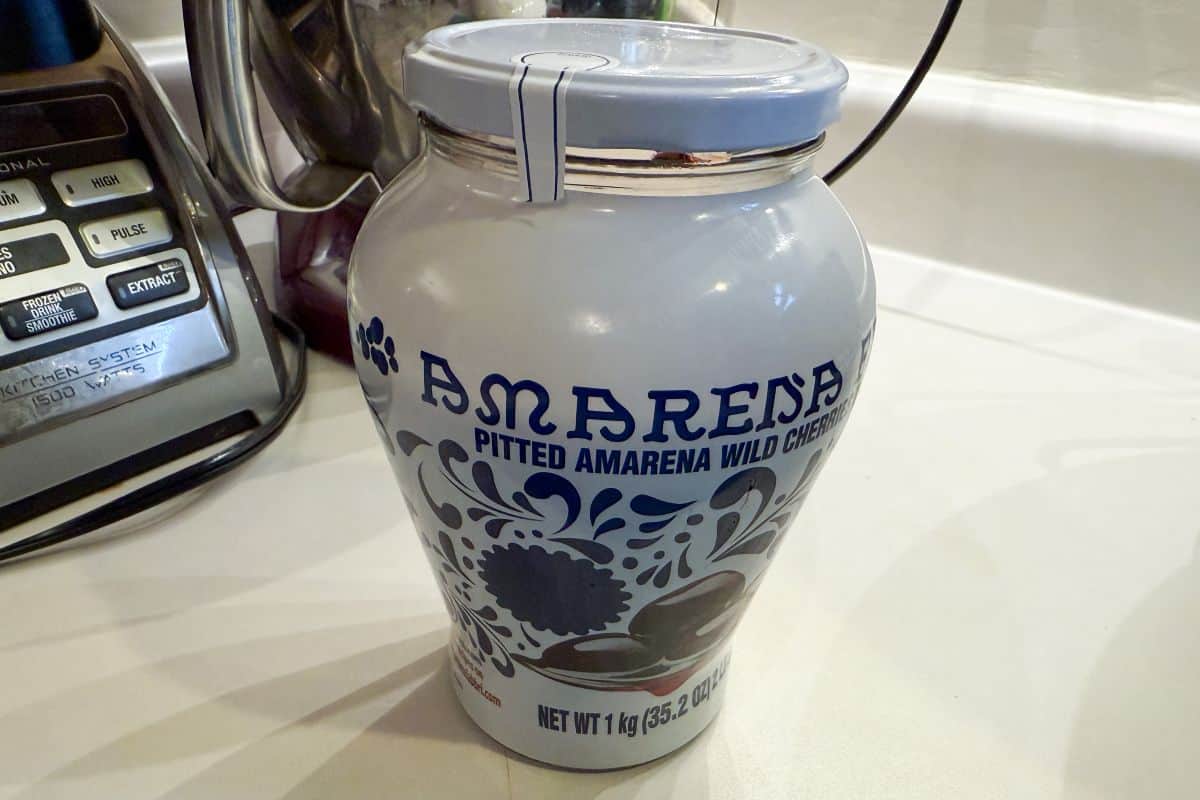 a jar of Amarena cherries in syrup