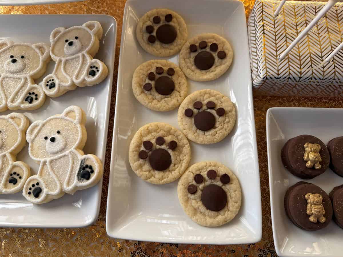Polar Bear Paw Cookies on a white platter