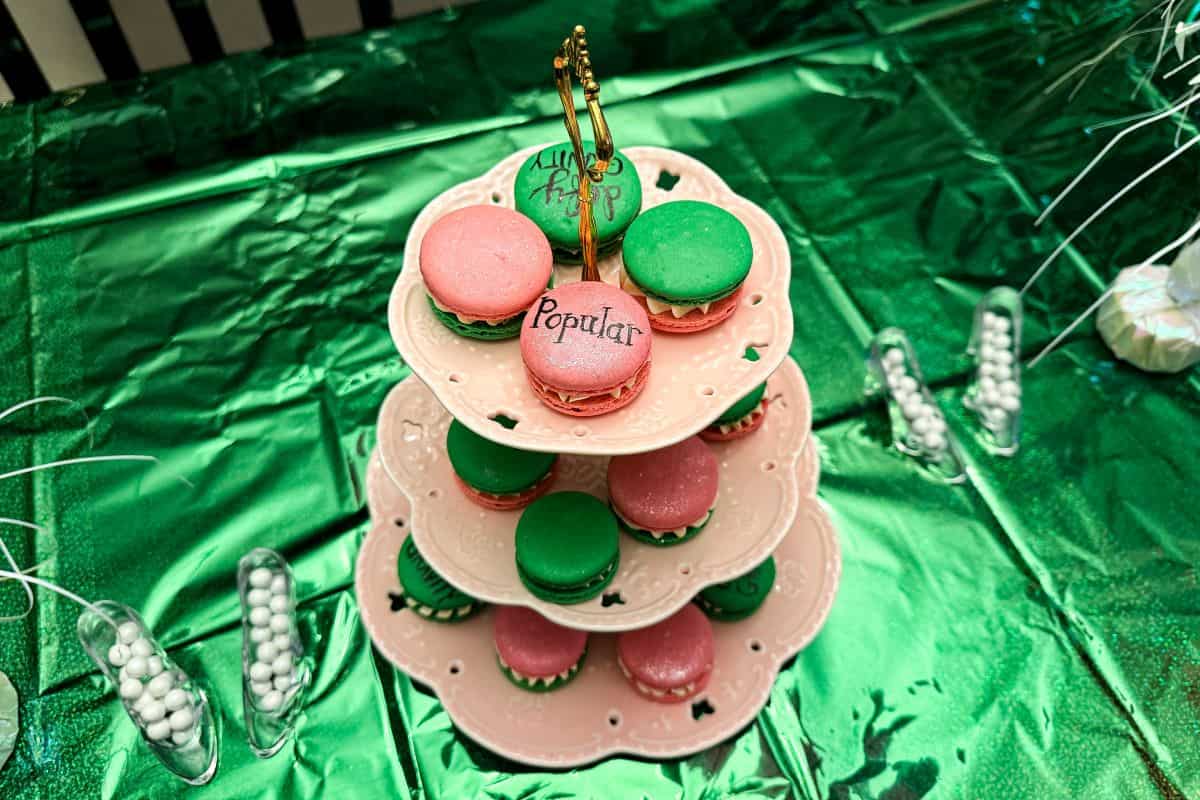 Wicked macarons on a 3-tiered server