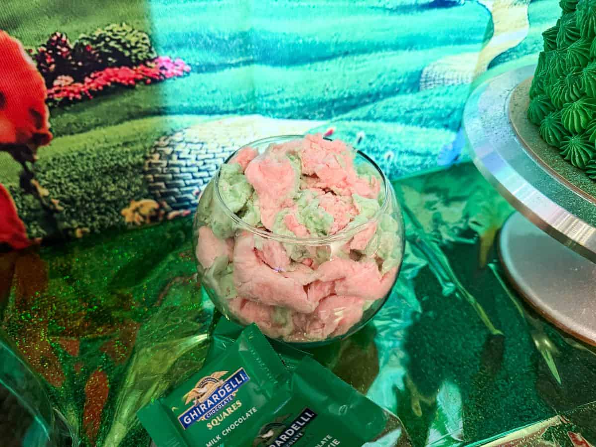 Wicked cotton candy in a glass bowl