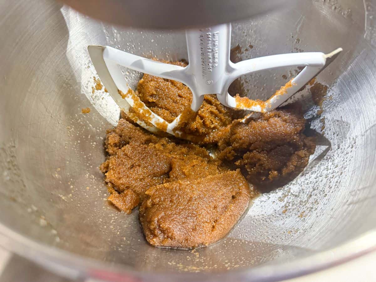 ingredients in the bowl of stand mixer