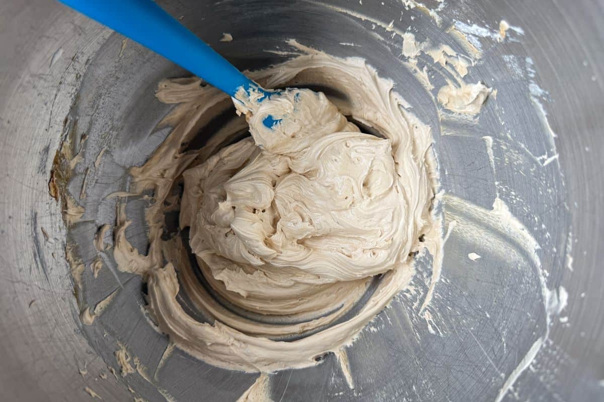 easy coffee buttercream in a mixing bowl