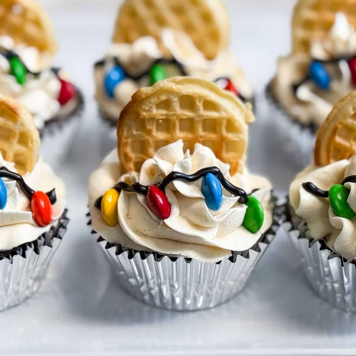 Stranger Things Cupcakes on a white plate