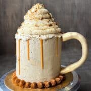 Harry Potter Butterbeer Cake shaped like a mug of butterbeer