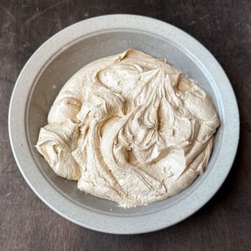 a bowl of homemade butterscotch buttercream