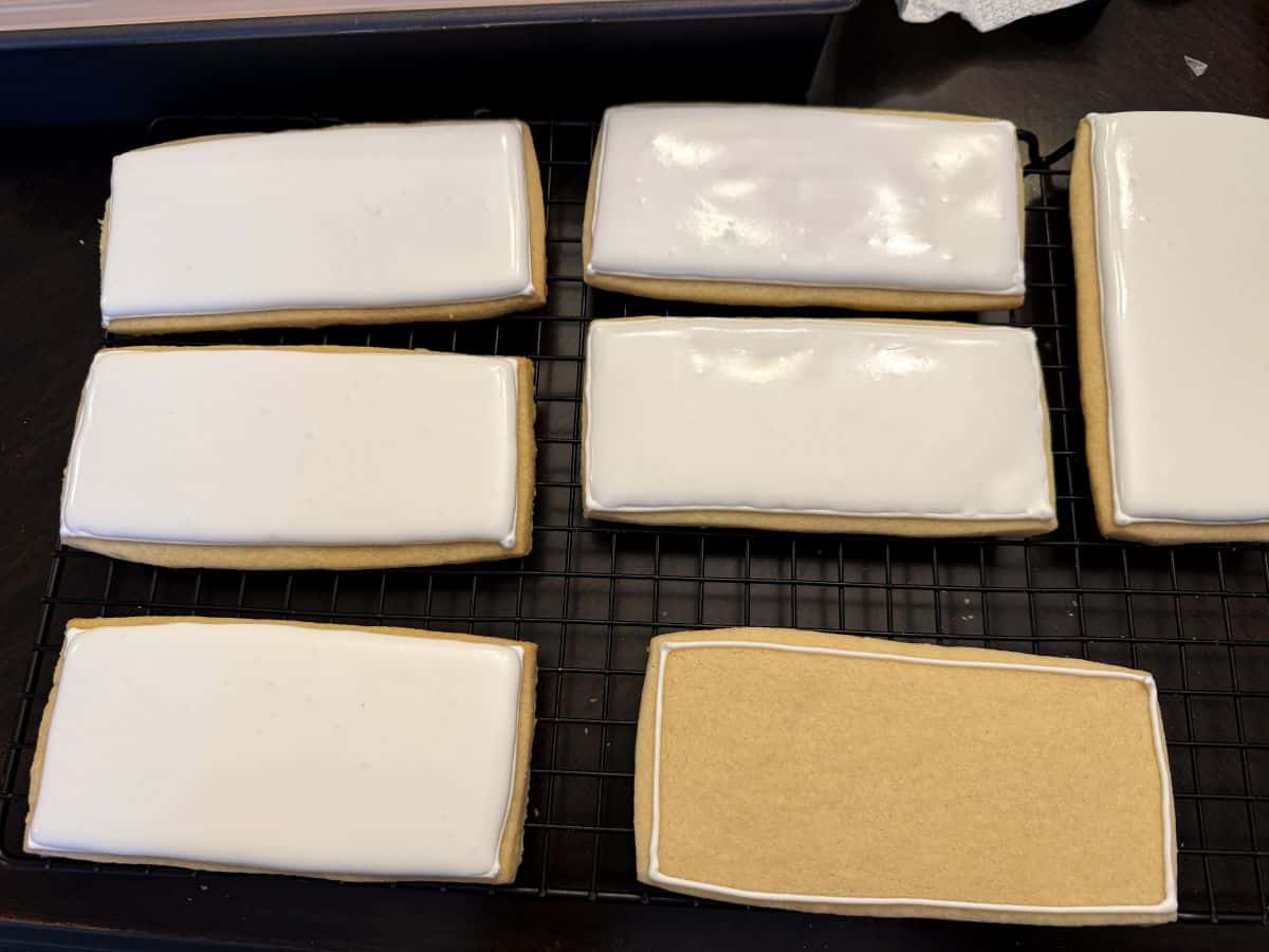 cookies flooded with white royal icing