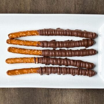 Wizard Wand Chocolate Pretzels on a white plate