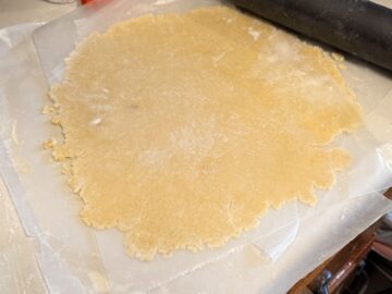 tart shell dough rolled out into a large circle