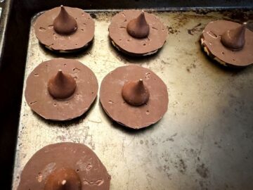 Wizard Hat cookies assembled on a baking sheet