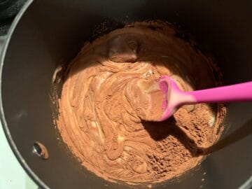 brigadeiro candy being stirred on the stove