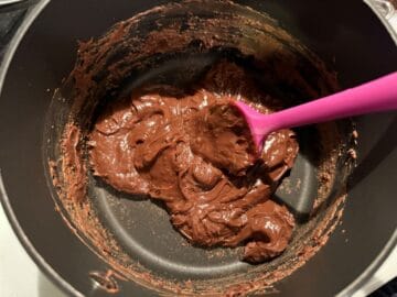 brigadeiro being stirred on the stove