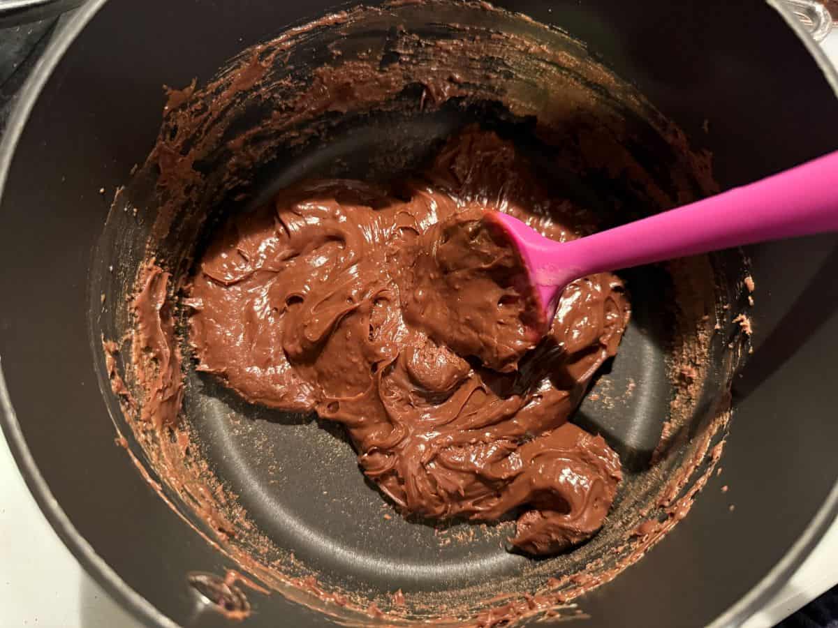 brigadeiro being stirred on the stove