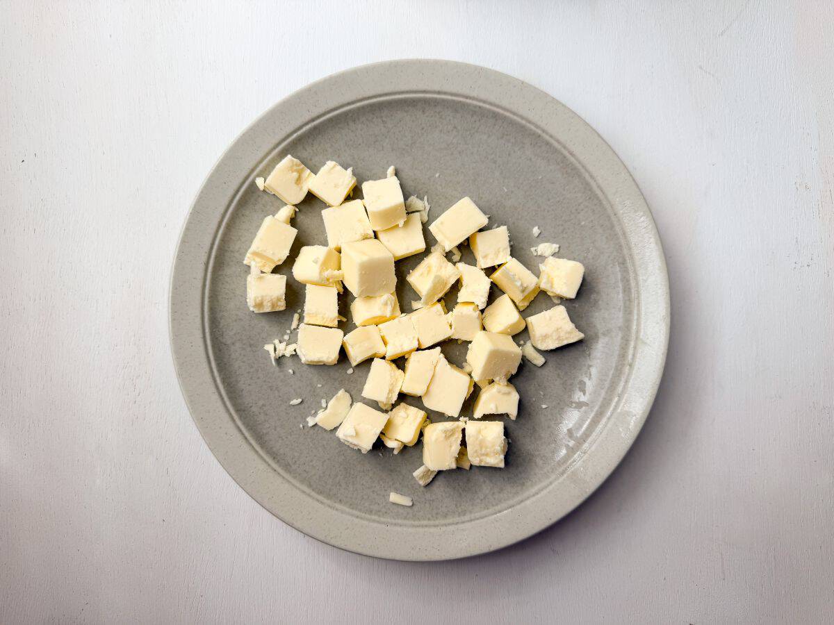diced butter on a plate
