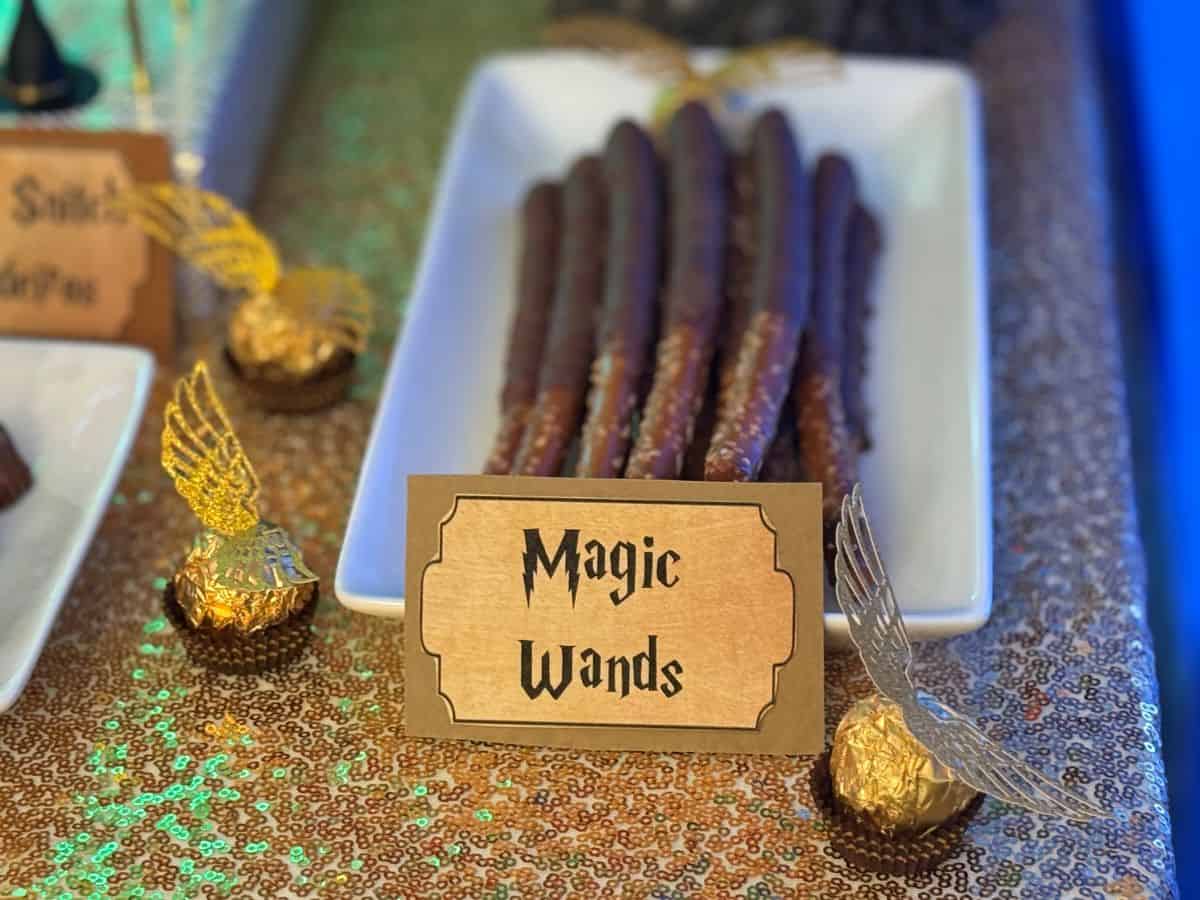 Chocolate Wizard Wands on a Harry Potter Dessert Table