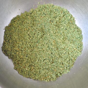 Homemade Edible Moss made of crushed shortbread cookies in a bowl