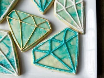 diamond gem cookies on a white plate