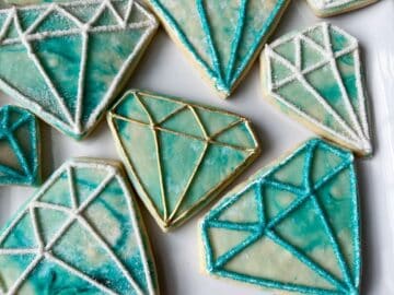 diamond gem cookies on a white plate