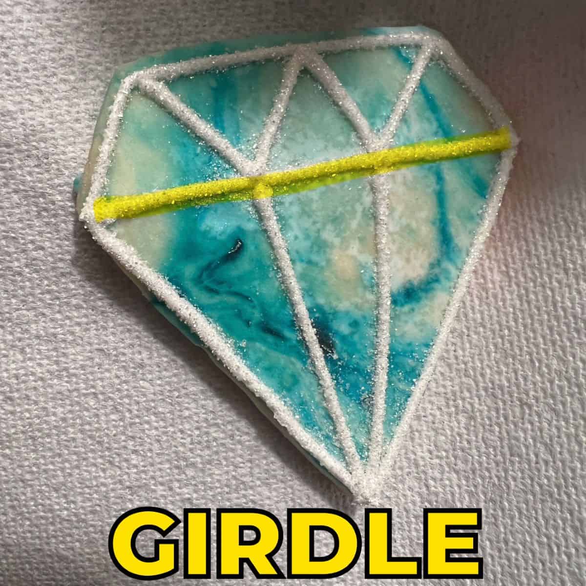 a Diamond Gem Cookie with a highlighter tracing the girdle