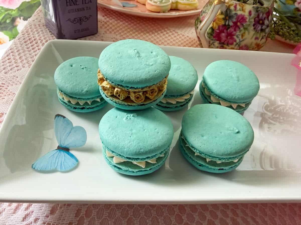 mini rose French macarons