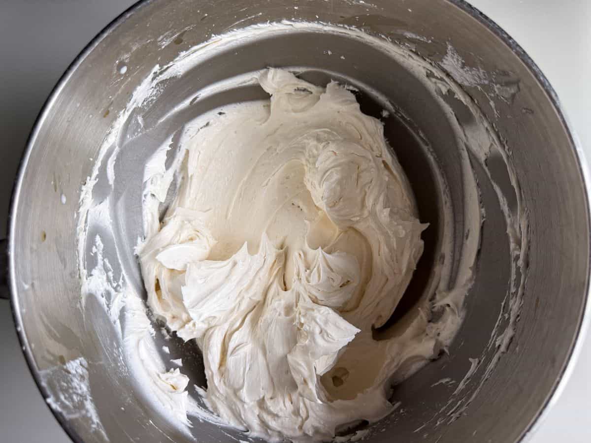 a mixing bowl filled with Easy Vanilla Buttercream