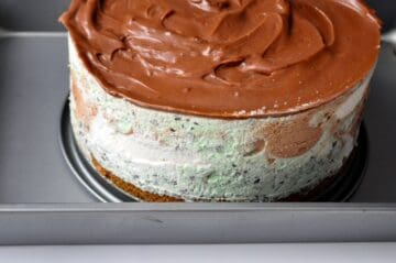 clear acetate removed from an ice cream cake
